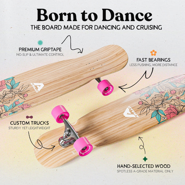 Apollo Dance Longboard Skateboard - 46 inch Dance Board Longboards Tricks and Moves. Dancing Adults, Teenagers, Kids, Boys and Girls. Incl. T-Tool – Apollo Pro Sports